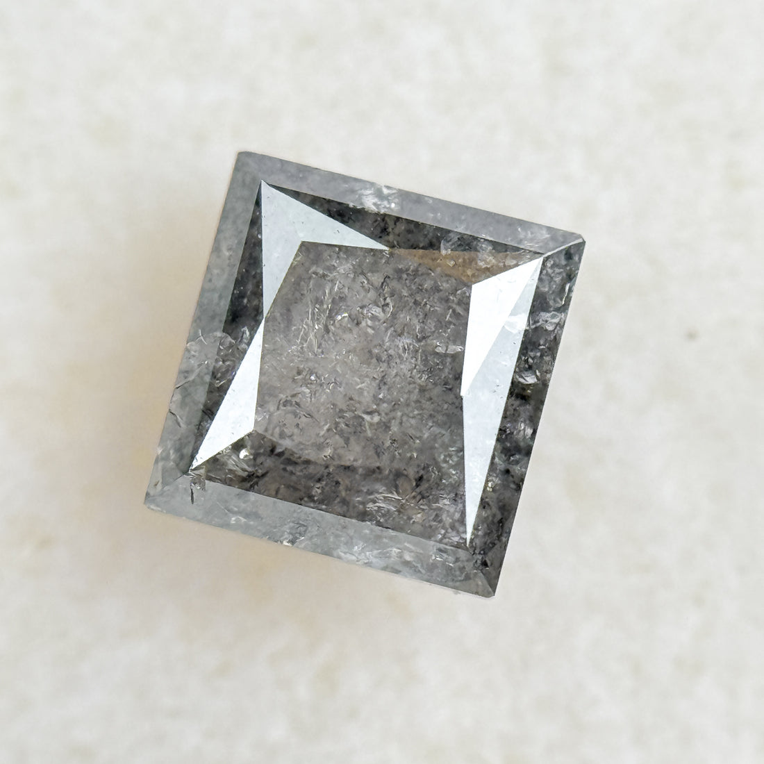 1.16 Ct Princess Rose Cut Grey Natural Salt and Pepper Diamond
