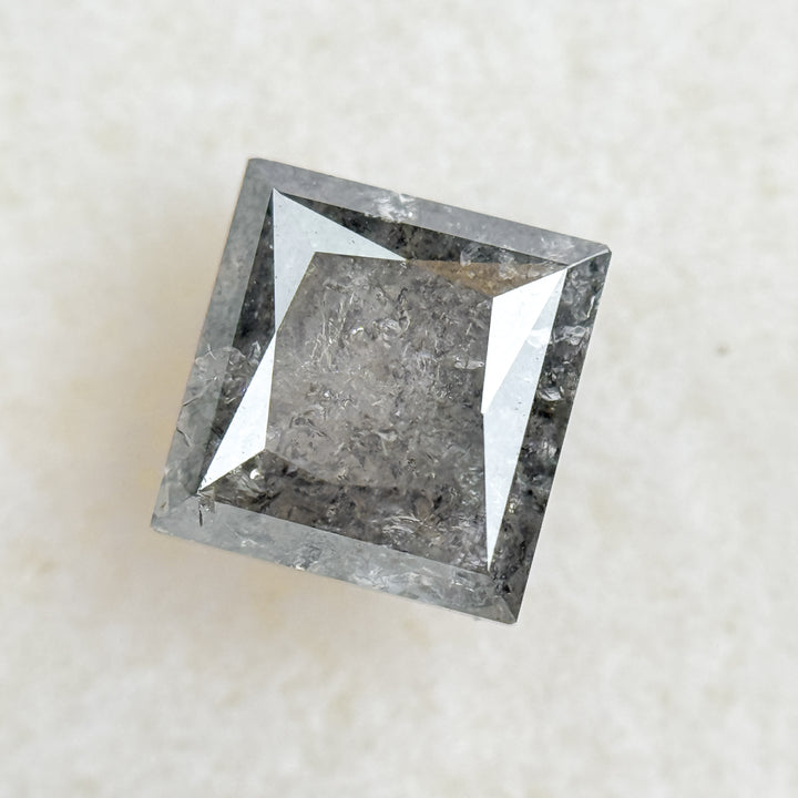 1.16 Ct Princess Rose Cut Grey Natural Salt and Pepper Diamond