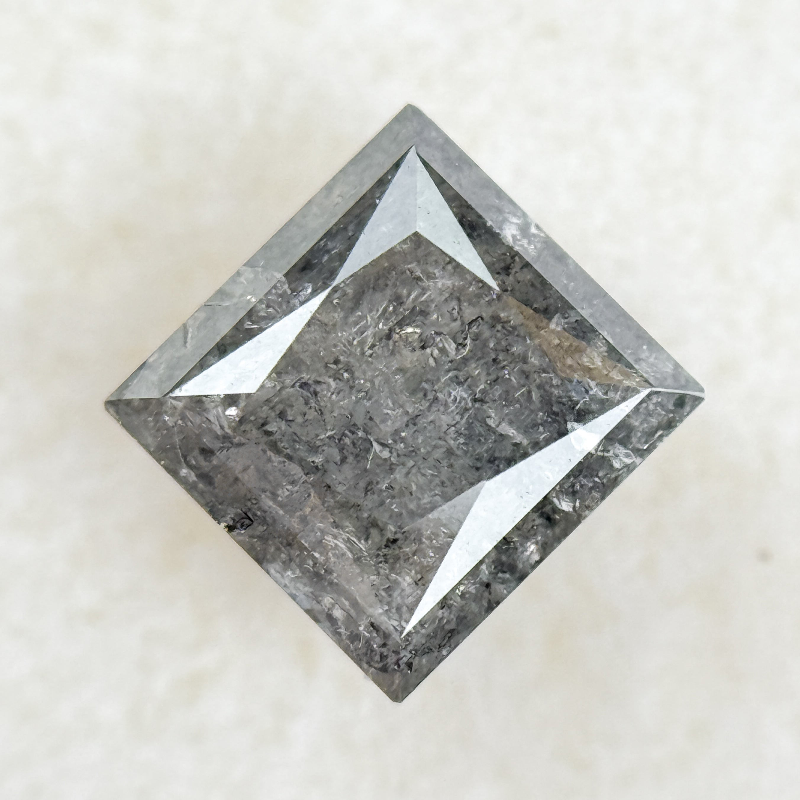 1.16 Ct Princess Rose Cut Grey Natural Salt and Pepper Diamond