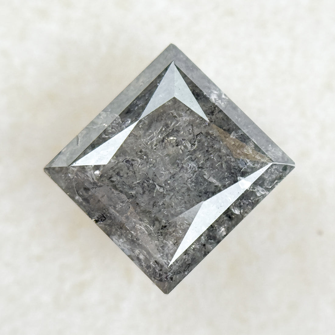 1.16 Ct Princess Rose Cut Grey Natural Salt and Pepper Diamond