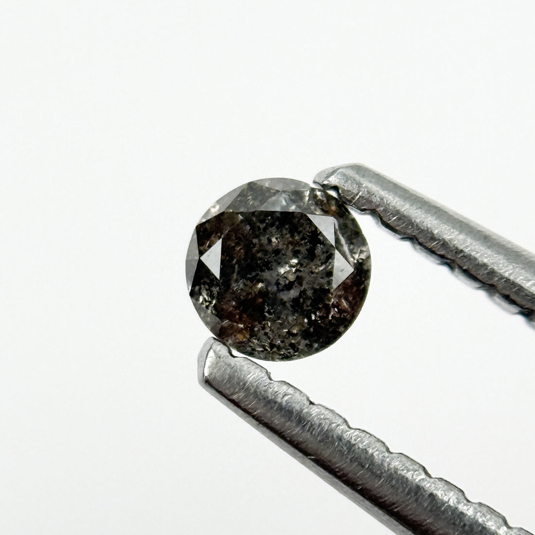 0.15 Ct Round Brilliant Cut Black Natural Salt and Pepper Diamond
