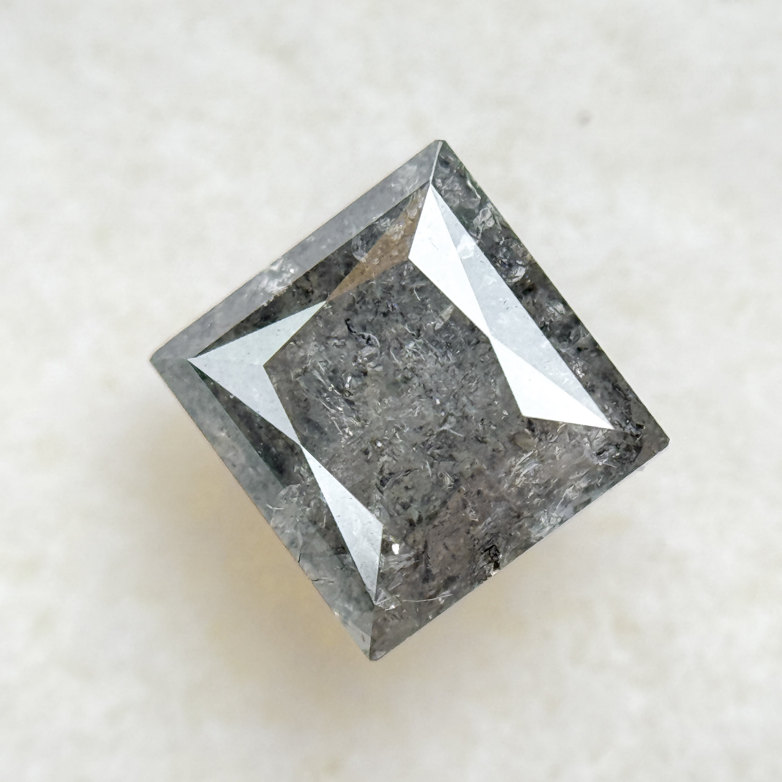 1.16 Ct Princess Rose Cut Grey Natural Salt and Pepper Diamond