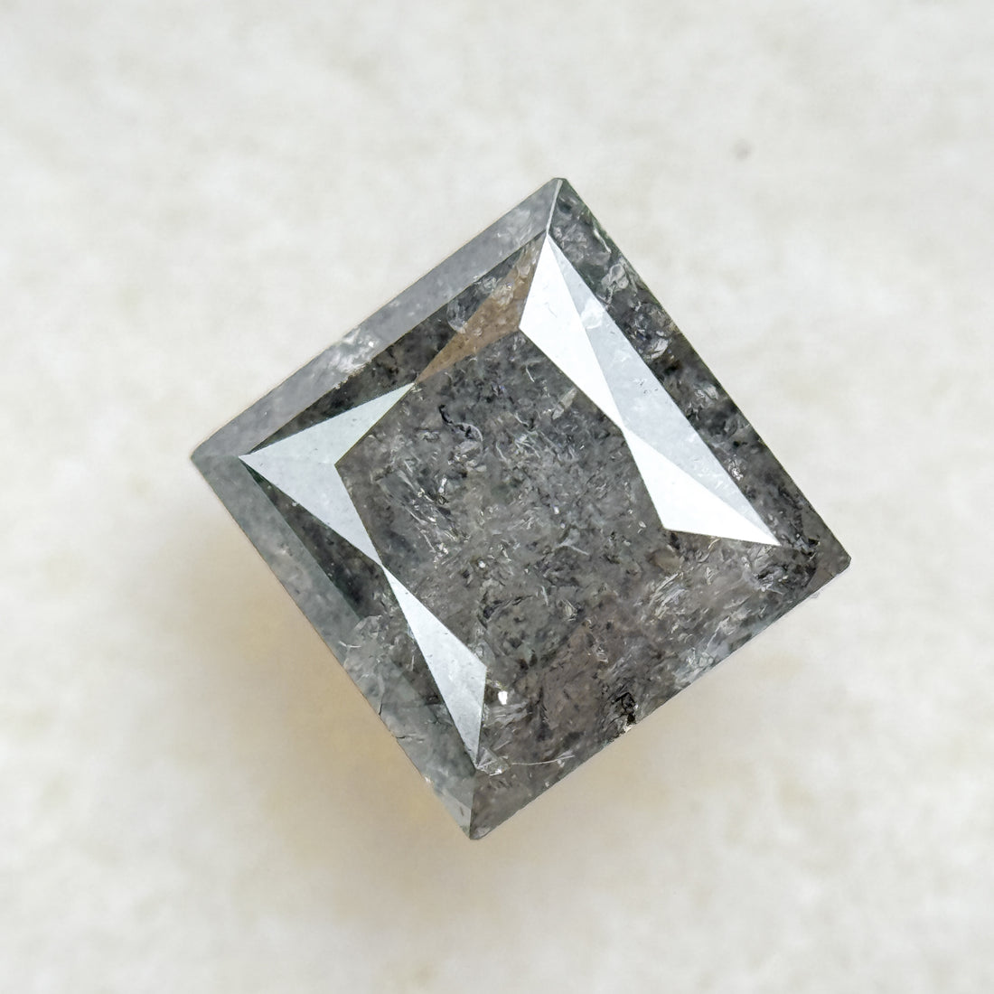 1.16 Ct Princess Rose Cut Grey Natural Salt and Pepper Diamond
