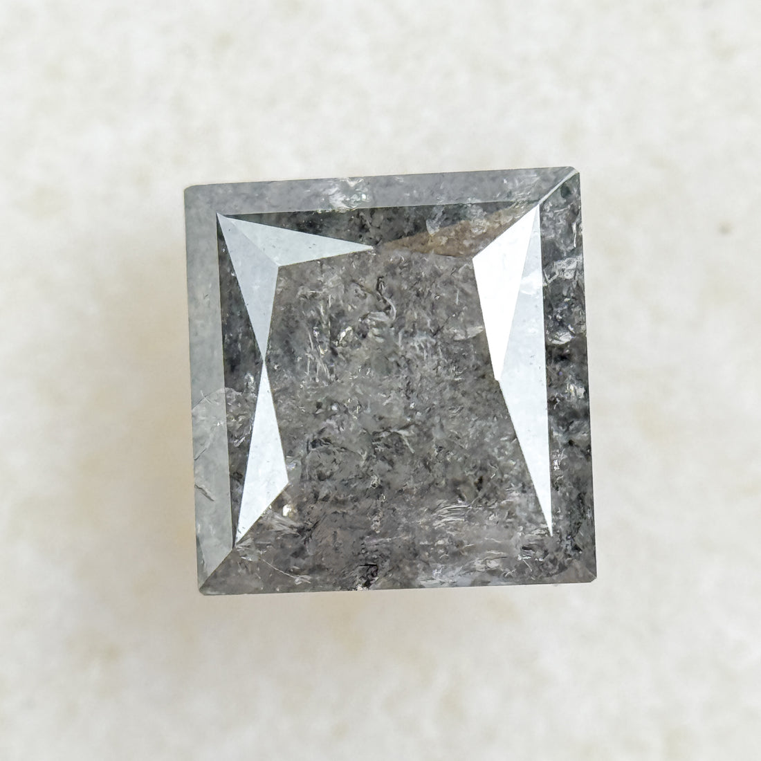 1.16 Ct Princess Rose Cut Grey Natural Salt and Pepper Diamond