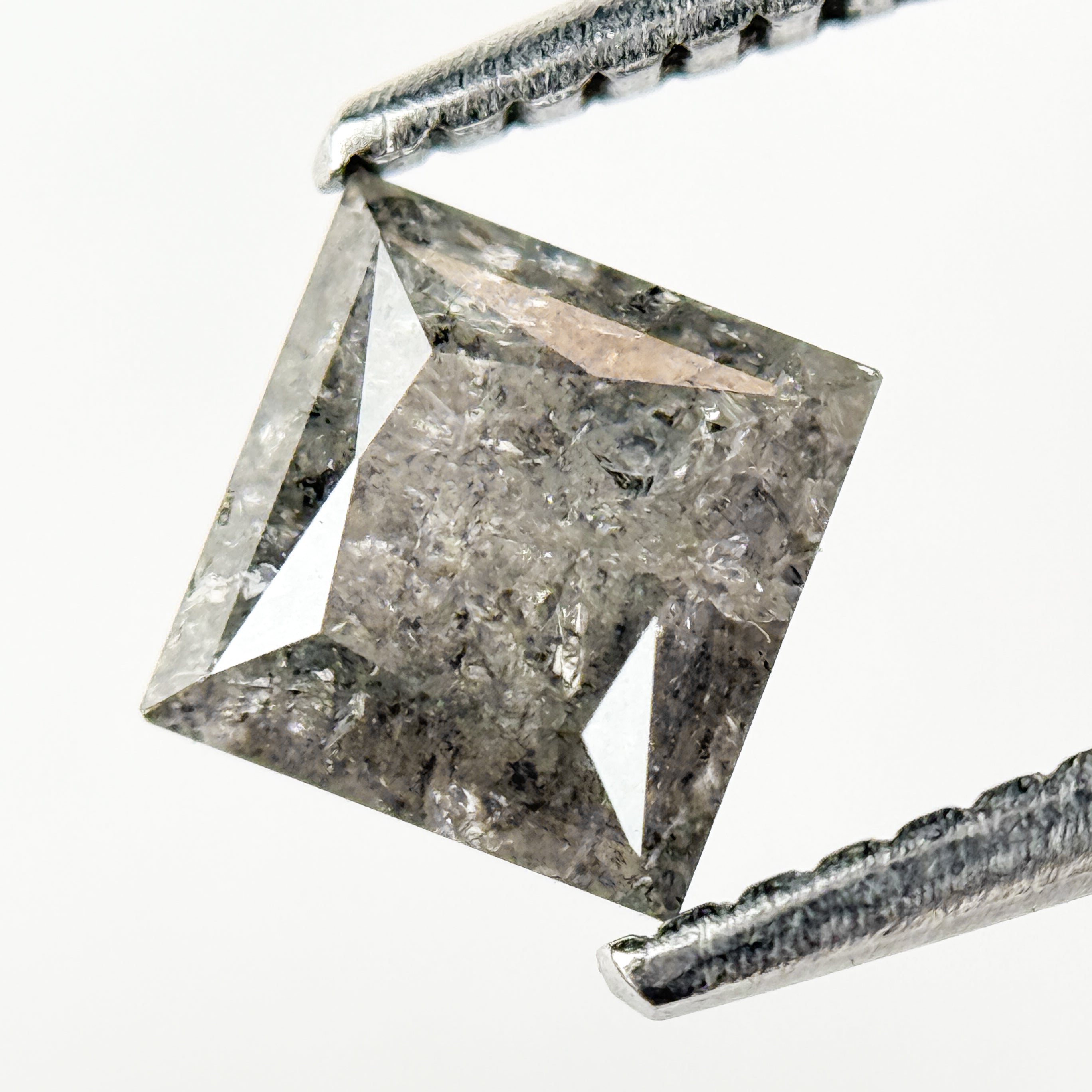 1.16 Ct Princess Rose Cut Grey Natural Salt and Pepper Diamond