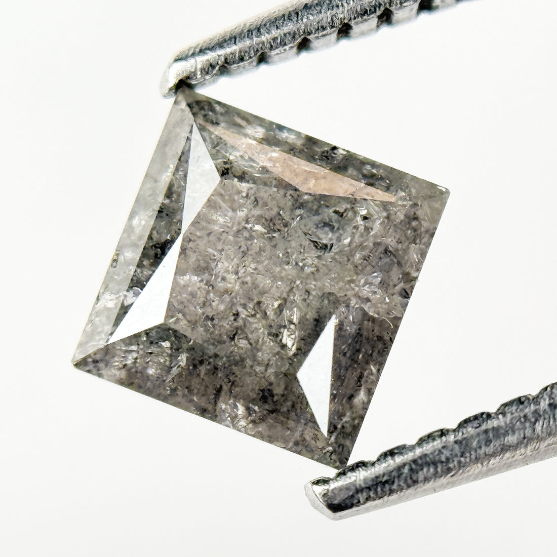 1.16 Ct Princess Rose Cut Grey Natural Salt and Pepper Diamond