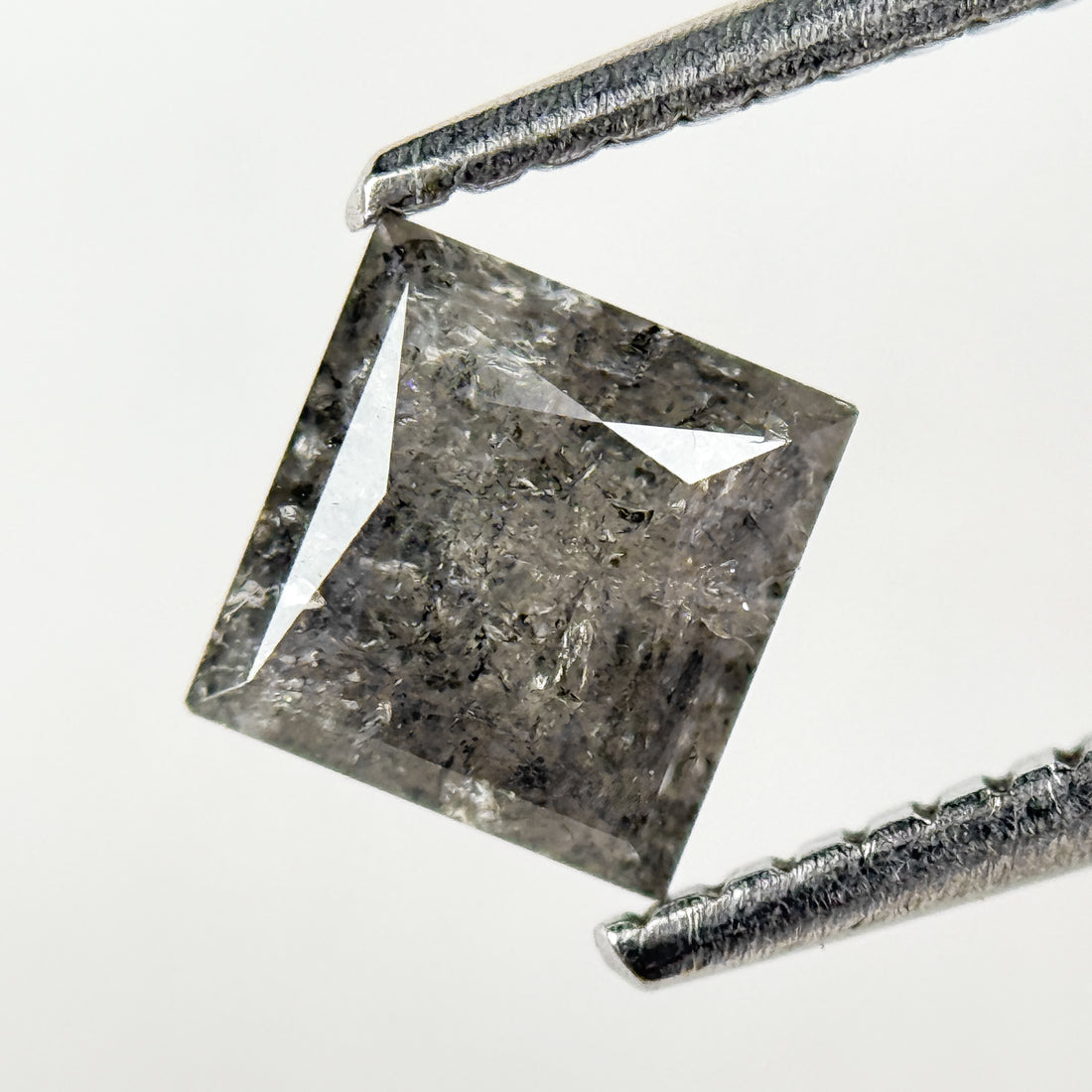 1.16 Ct Princess Rose Cut Grey Natural Salt and Pepper Diamond
