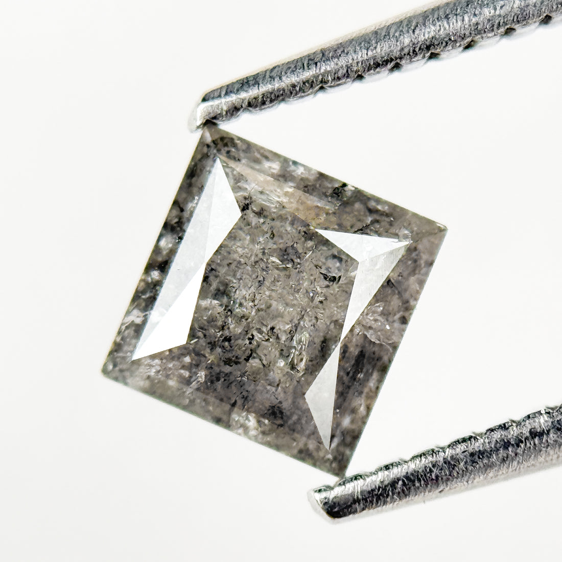1.16 Ct Princess Rose Cut Grey Natural Salt and Pepper Diamond