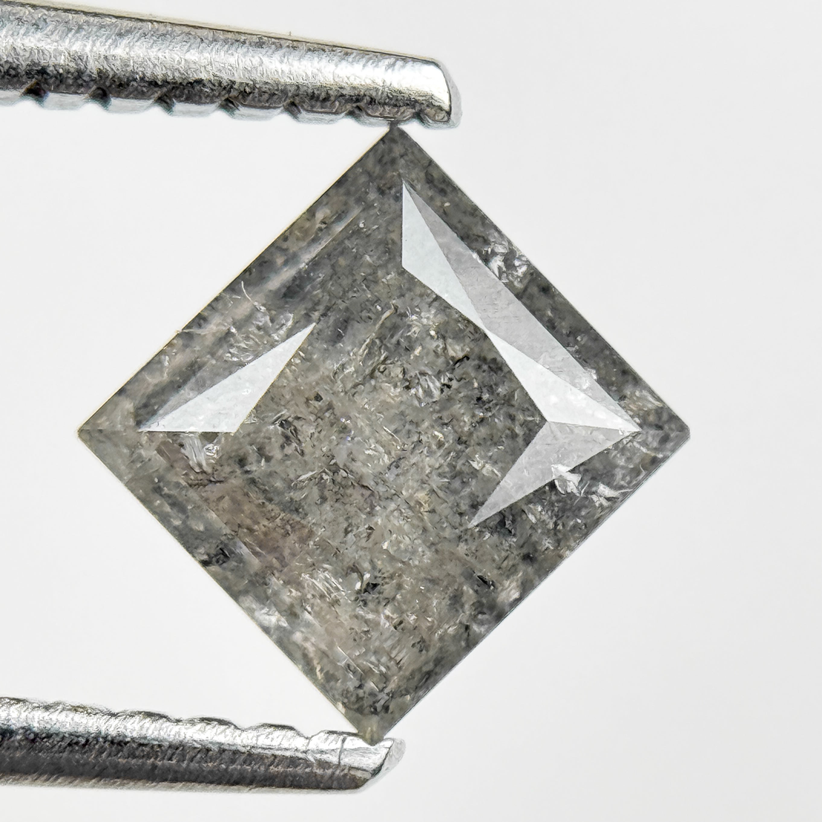 1.16 Ct Princess Rose Cut Grey Natural Salt and Pepper Diamond
