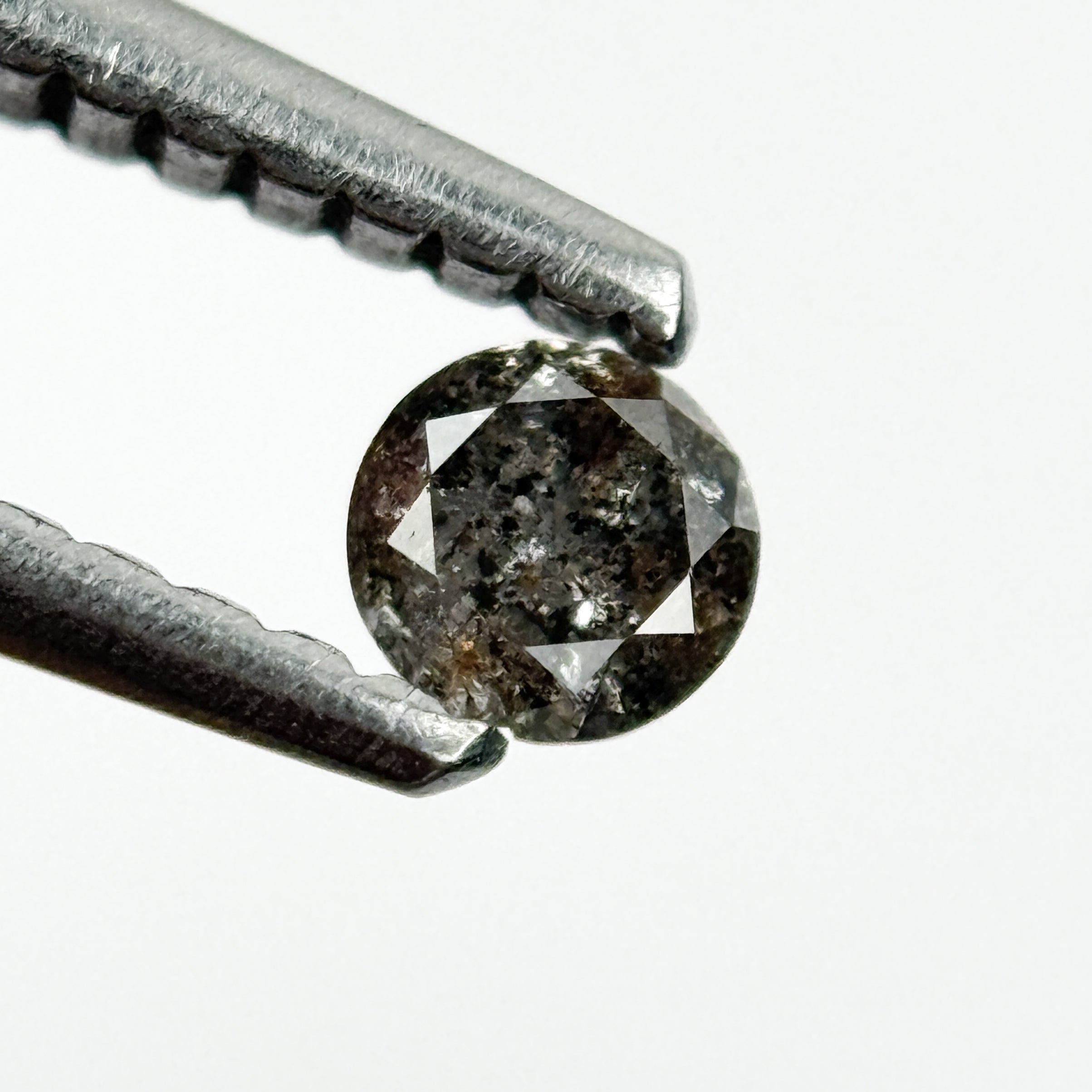 0.15 Ct Round Brilliant Cut Black Natural Salt and Pepper Diamond
