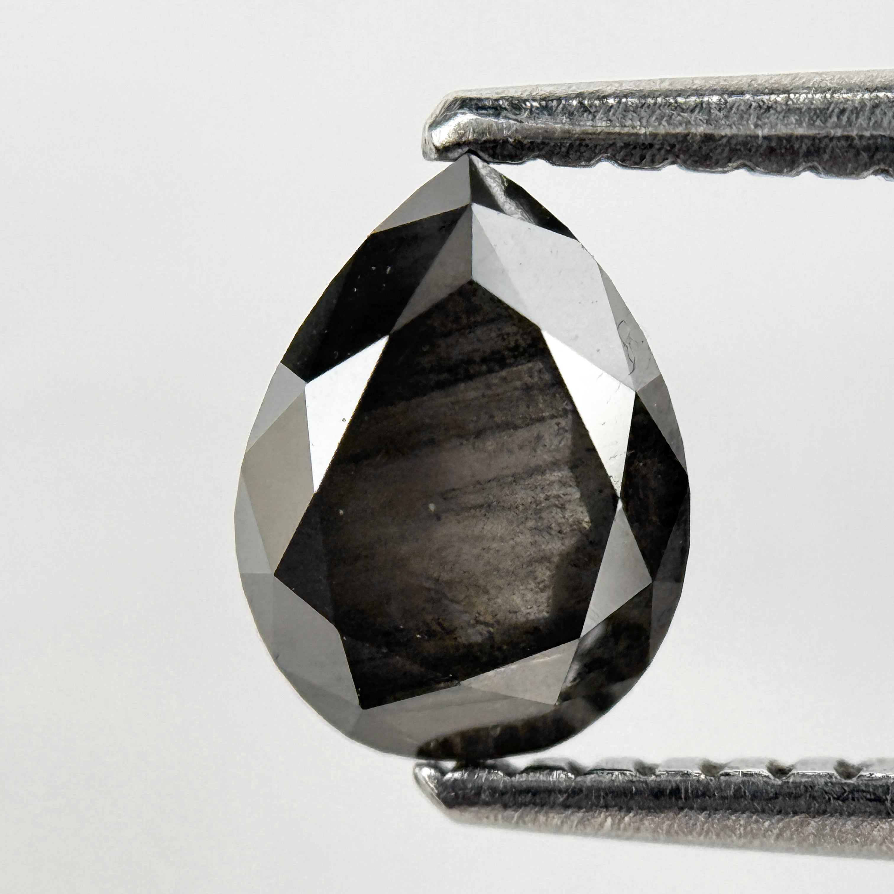 1.05 Ct Pear Rose Cut Grey Natural Salt and Pepper Diamond