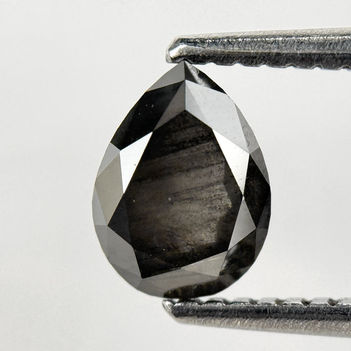 1.05 Ct Pear Rose Cut Grey Natural Salt and Pepper Diamond