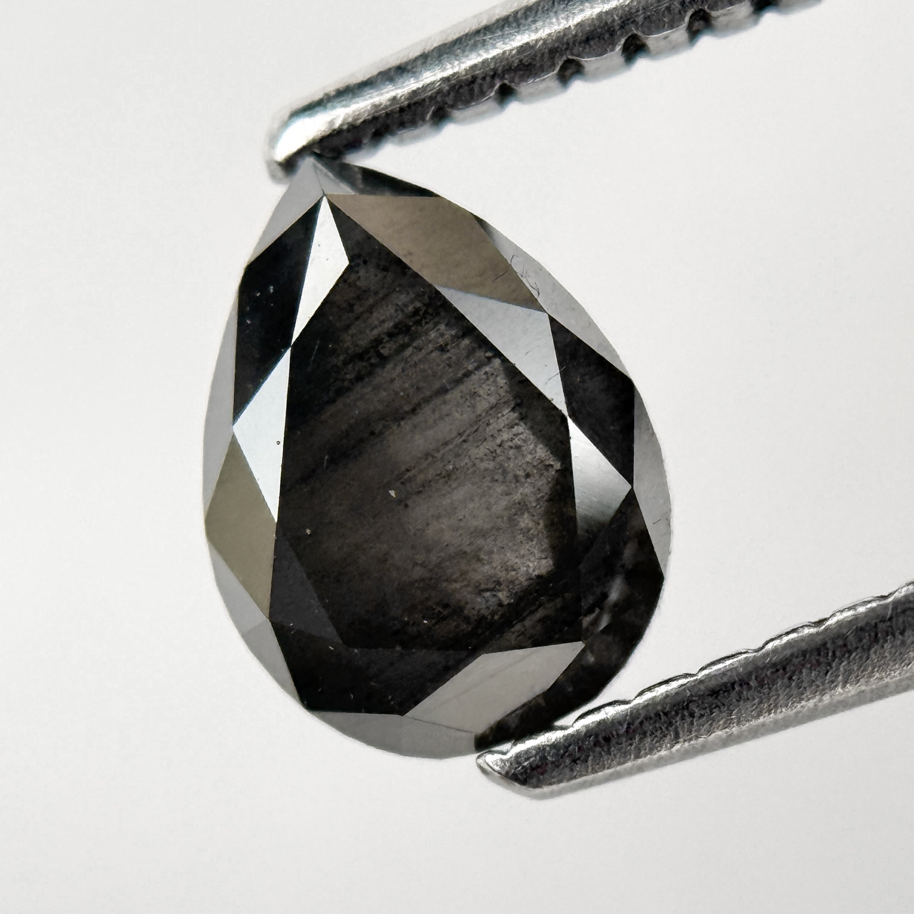 1.05 Ct Pear Rose Cut Grey Natural Salt and Pepper Diamond