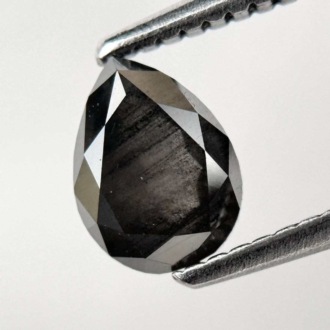 1.05 Ct Pear Rose Cut Grey Natural Salt and Pepper Diamond
