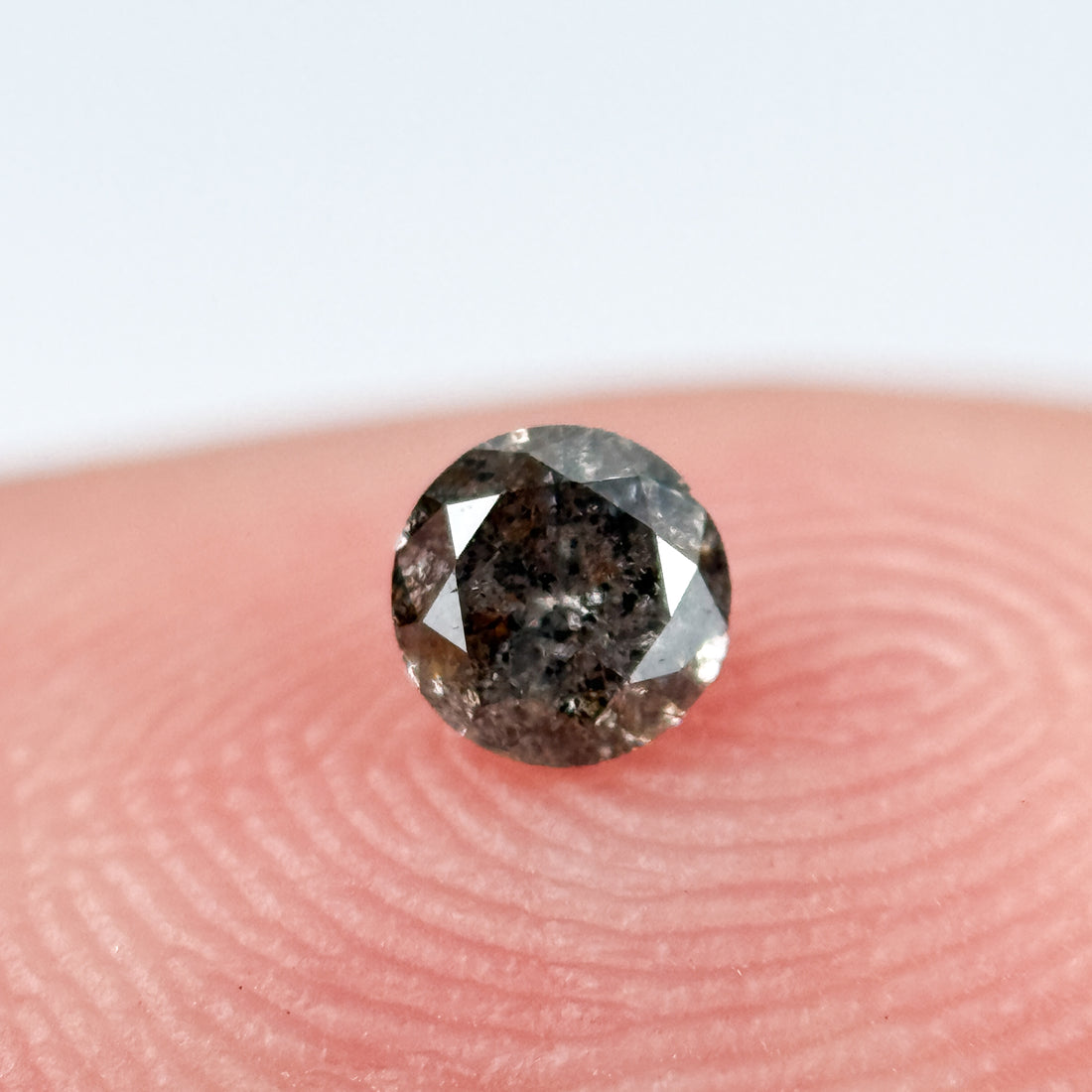 0.15 Ct Round Brilliant Cut Black Natural Salt and Pepper Diamond