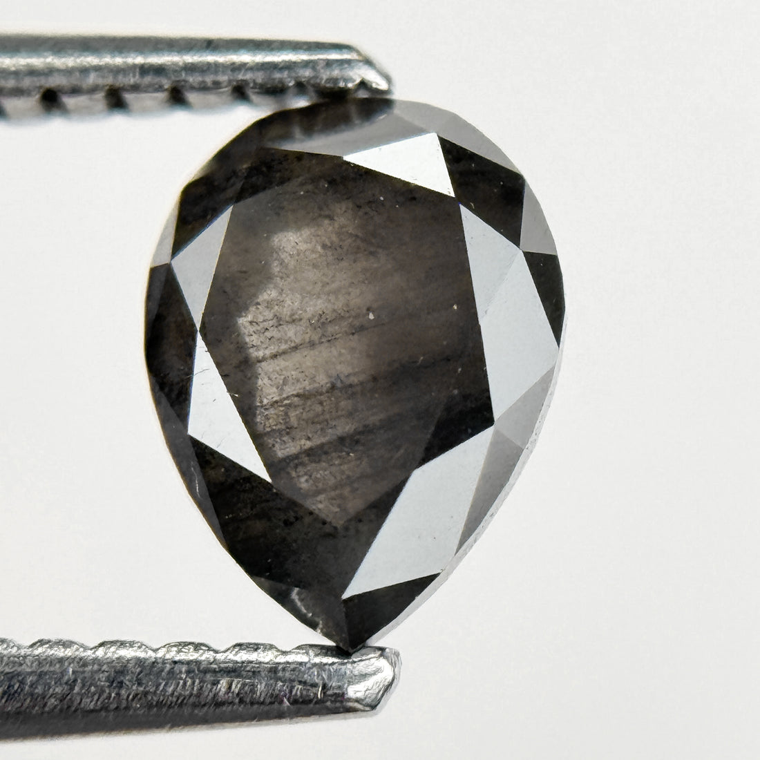 1.05 Ct Pear Rose Cut Grey Natural Salt and Pepper Diamond
