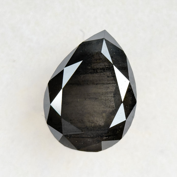 1.05 Ct Pear Rose Cut Grey Natural Salt and Pepper Diamond