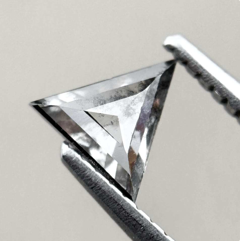 0.39 Ct Triangle Rose Cut Grey Natural Salt and Pepper Diamond