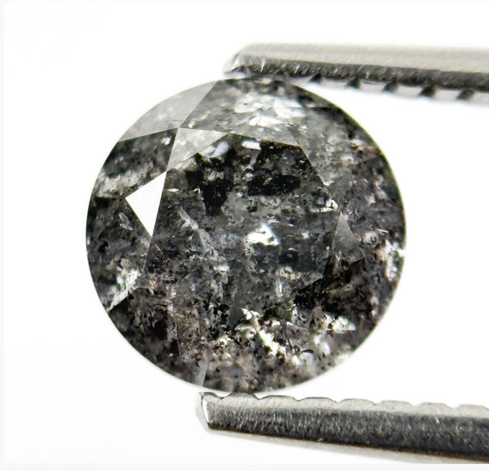 1.25 Ct Round Brilliant Cut Grey Natural Minimalist Diamond