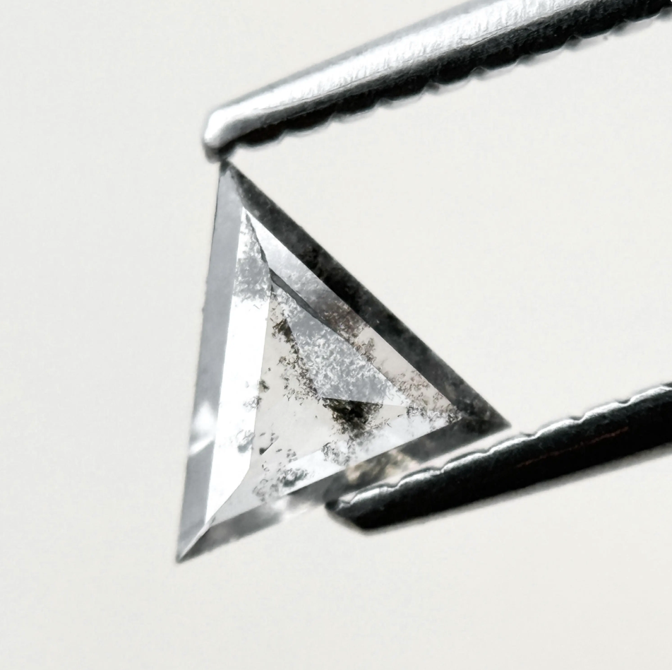 0.40 Ct Triangle Rose Cut Grey Natural Minimalist Diamond