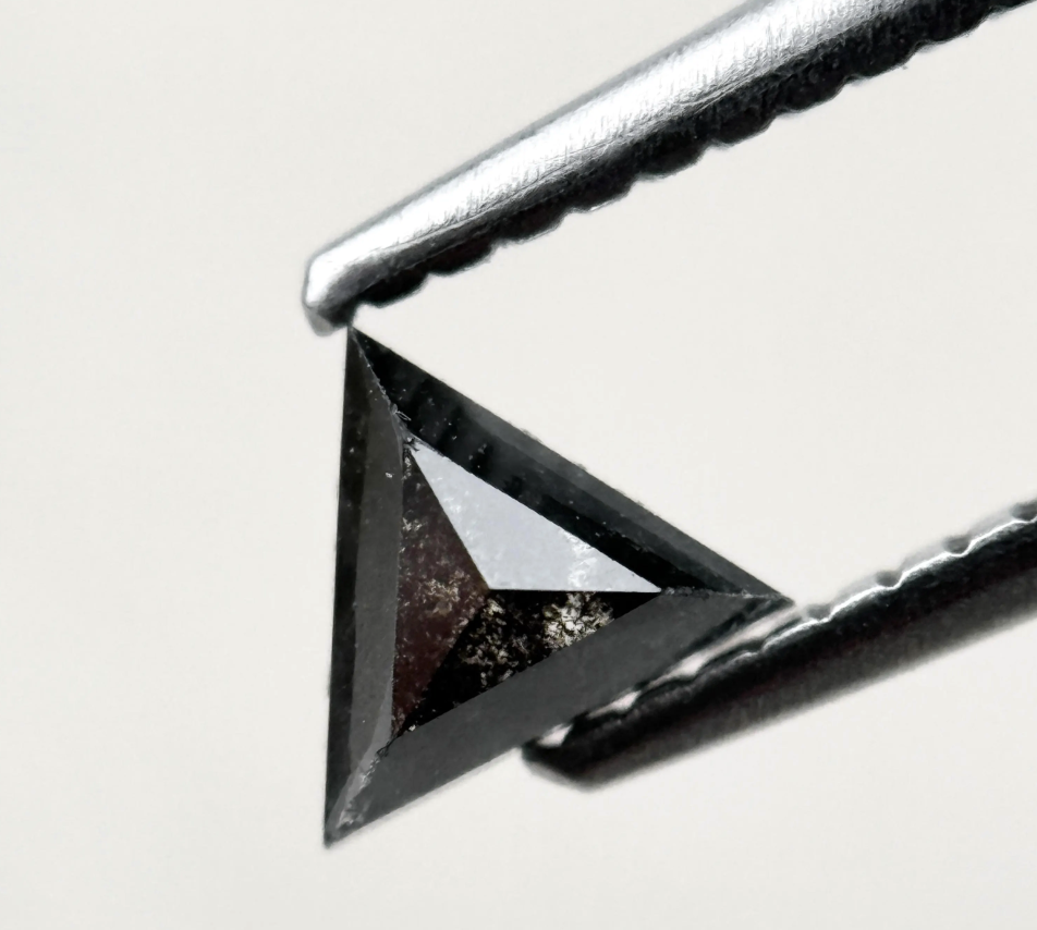 0.43 Ct Triangle Rose Cut Black Natural Minimalist Diamond