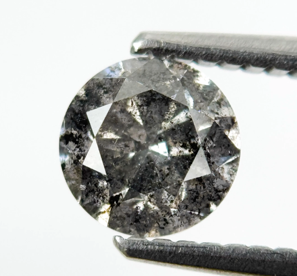 0.85 Ct Round Brilliant Cut Grey Natural Galaxy Diamond