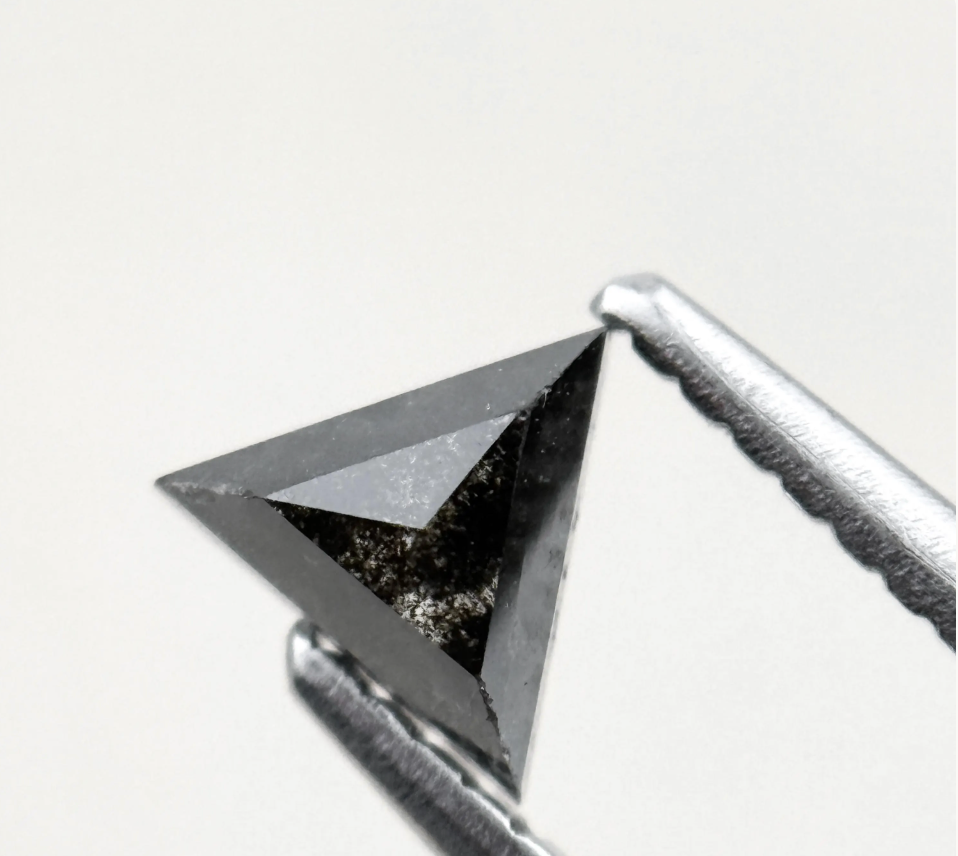 0.43 Ct Triangle Rose Cut Black Natural Minimalist Diamond