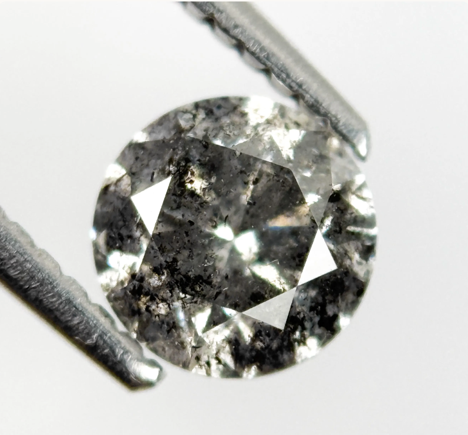 0.85 Ct Round Brilliant Cut Grey Natural Galaxy Diamond