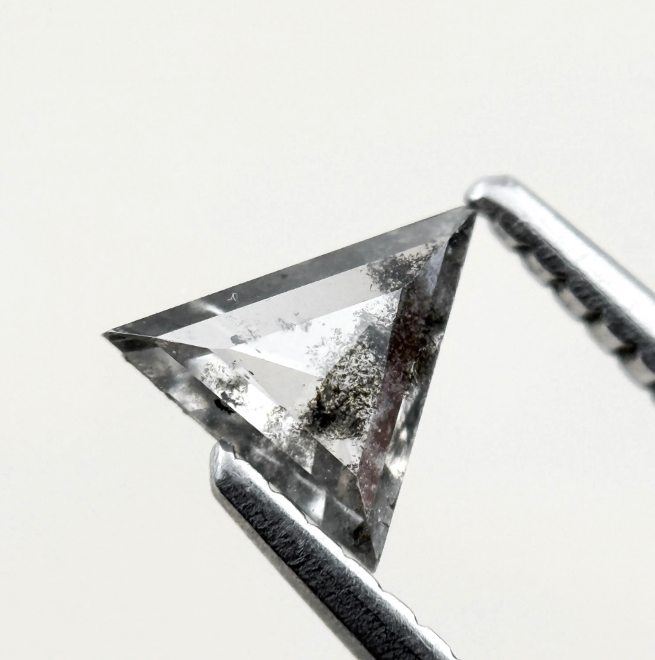 0.40 Ct Triangle Rose Cut Grey Natural Minimalist Diamond