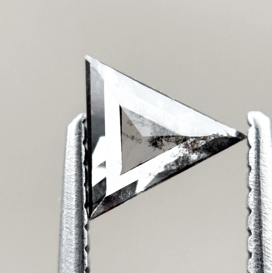 0.39 Ct Triangle Rose Cut Grey Natural Salt and Pepper Diamond
