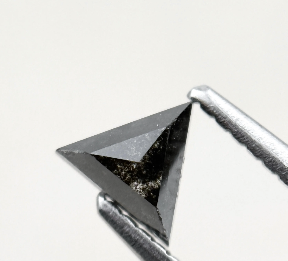 0.43 Ct Triangle Rose Cut Black Natural Minimalist Diamond