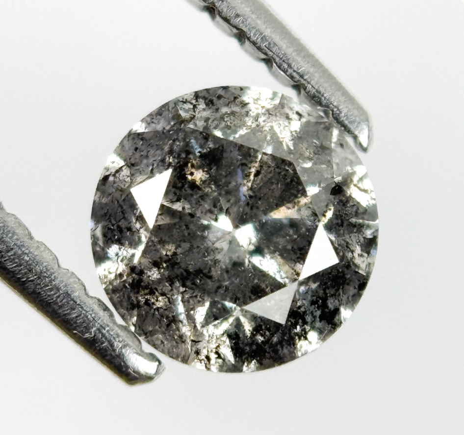 0.85 Ct Round Brilliant Cut Grey Natural Galaxy Diamond