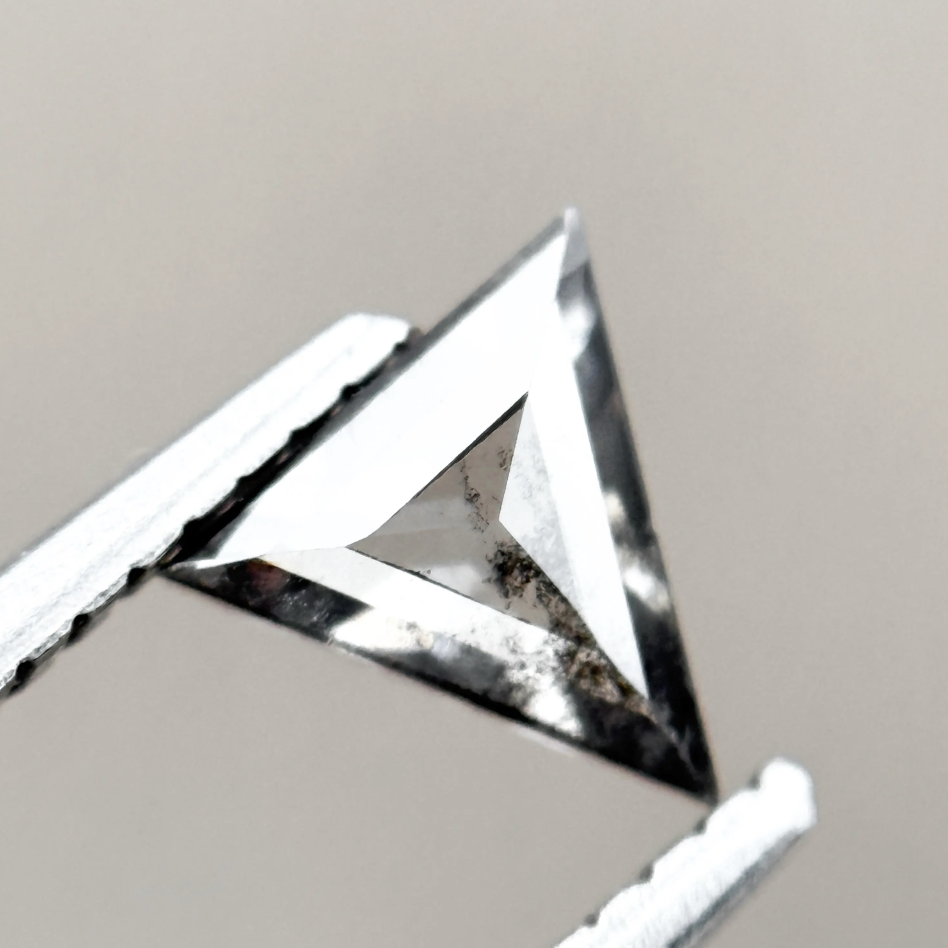 0.39 Ct Triangle Rose Cut Grey Natural Salt and Pepper Diamond