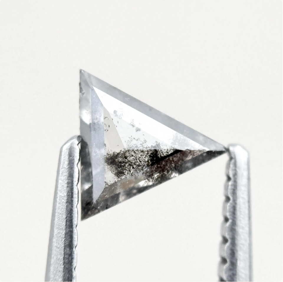 0.40 Ct Triangle Rose Cut Grey Natural Minimalist Diamond