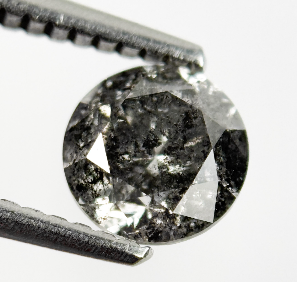 0.90 Ct Round Brilliant Cut Grey Natural Galaxy Diamond