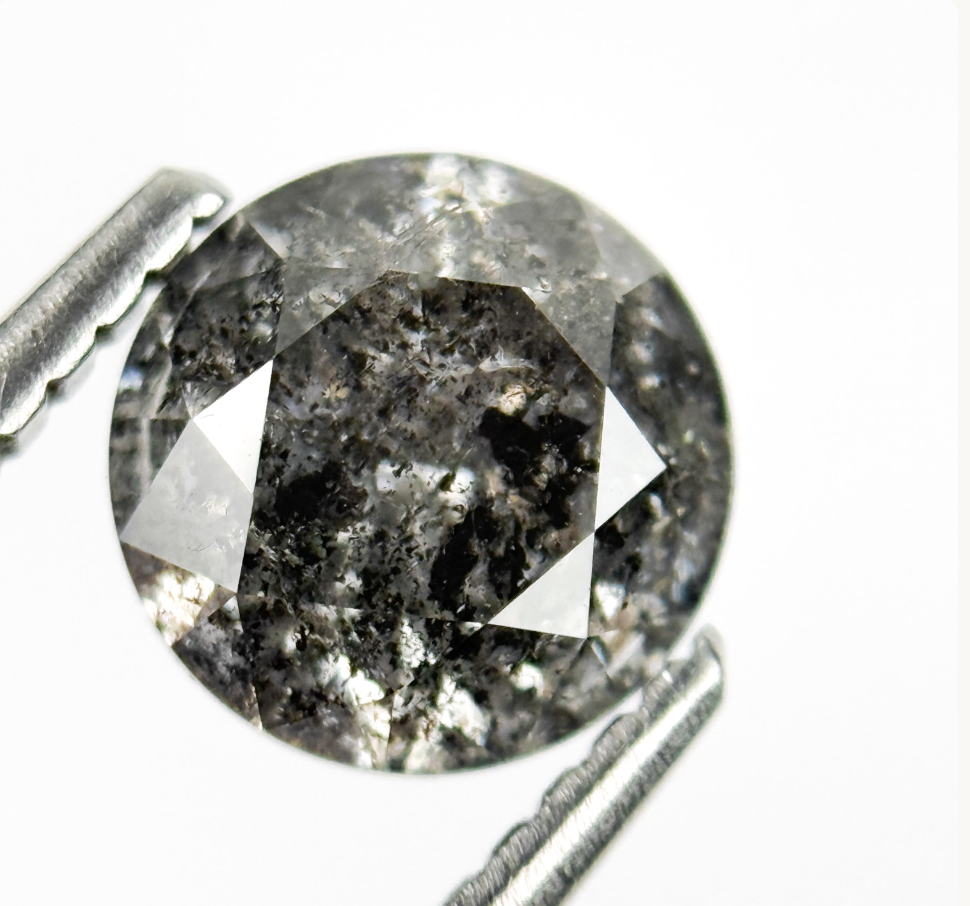 1.25 Ct Round Brilliant Cut Grey Natural Minimalist Diamond