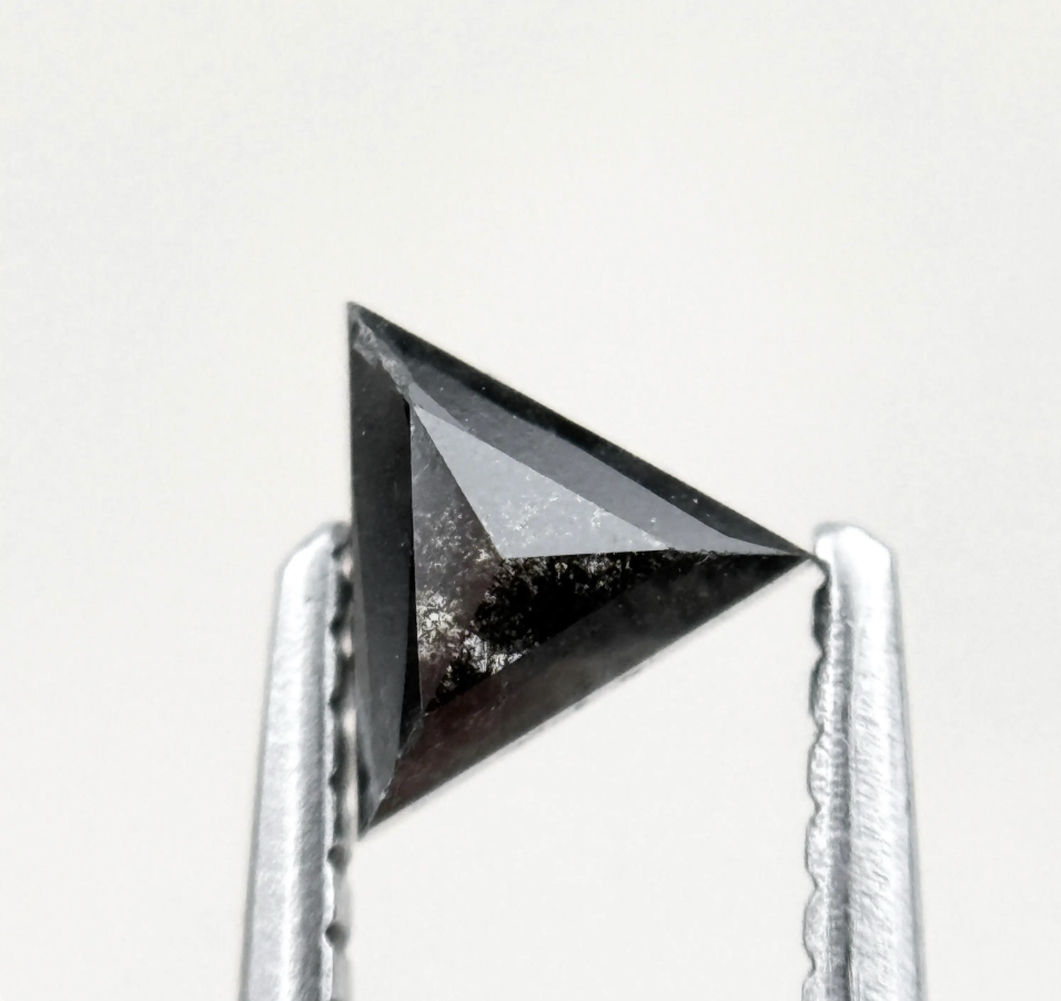 0.43 Ct Triangle Rose Cut Black Natural Minimalist Diamond
