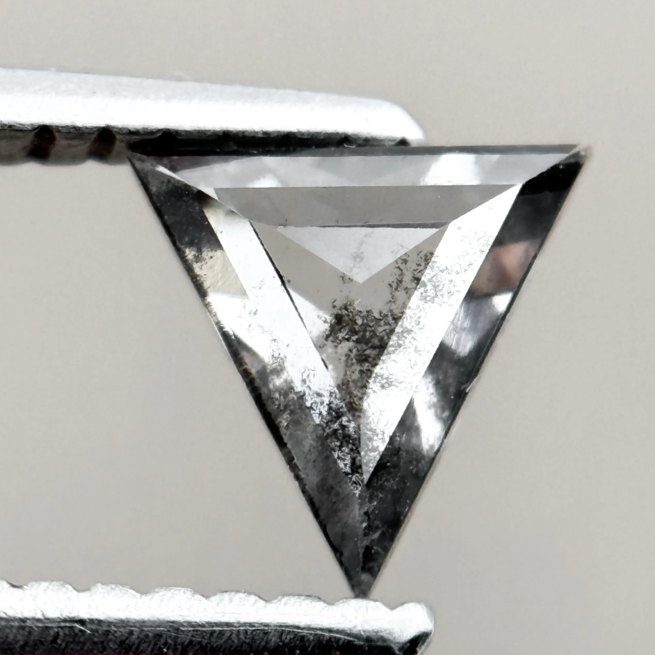 0.39 Ct Triangle Rose Cut Grey Natural Salt and Pepper Diamond