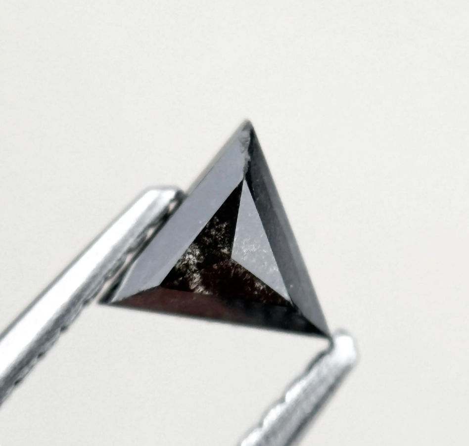0.43 Ct Triangle Rose Cut Black Natural Minimalist Diamond