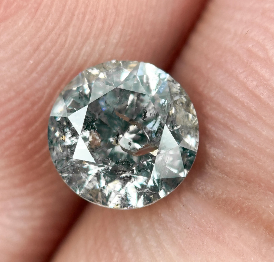 0.95 Ct Round Brilliant Cut Grey Natural Salt and Pepper Diamond