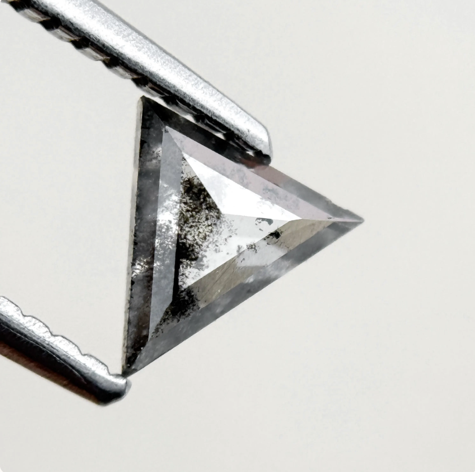 0.40 Ct Triangle Rose Cut Grey Natural Minimalist Diamond