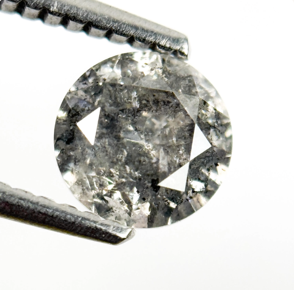 0.90 Ct Round Brilliant Cut Grey Natural Vintage Diamond
