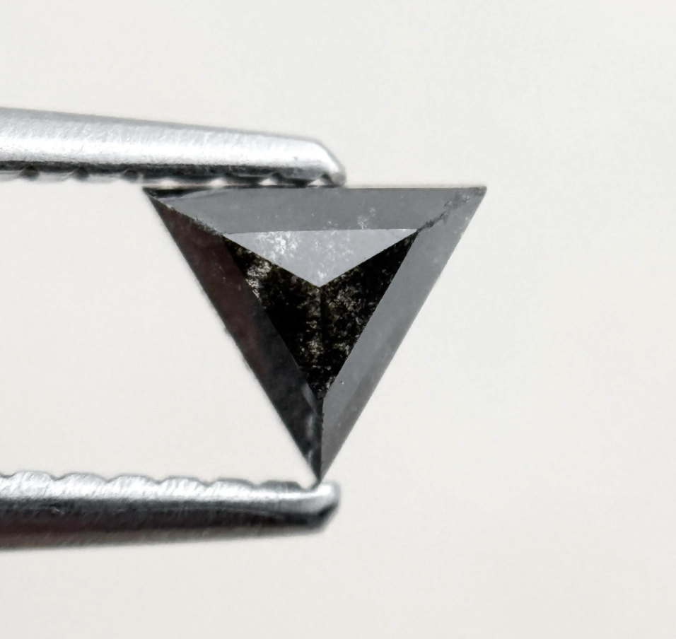 0.43 Ct Triangle Rose Cut Black Natural Minimalist Diamond