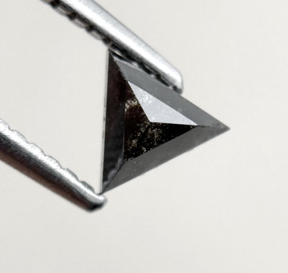 0.43 Ct Triangle Rose Cut Black Natural Minimalist Diamond