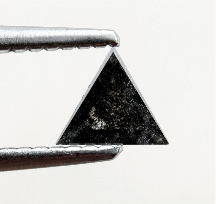 0.43 Ct Triangle Rose Cut Black Natural Minimalist Diamond