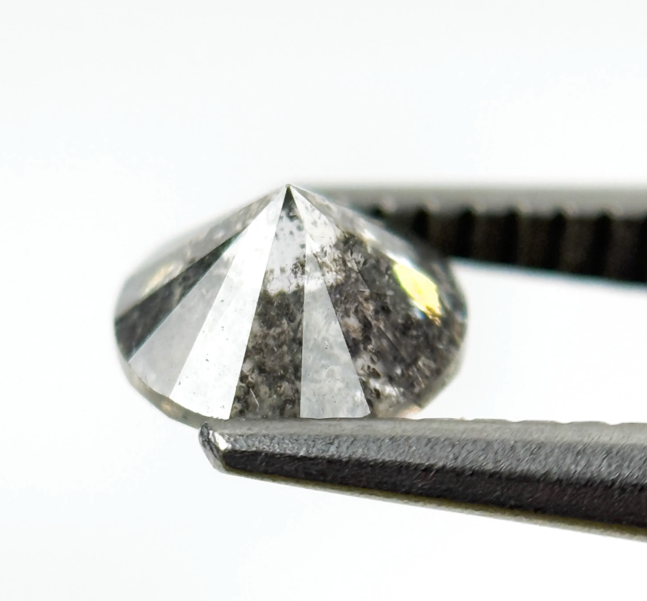 0.80 Ct Round Brilliant Cut Grey Natural Salt and Pepper Diamond