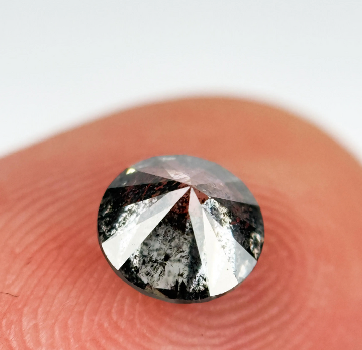 0.85 Ct Round Brilliant Cut Grey Natural Galaxy Diamond