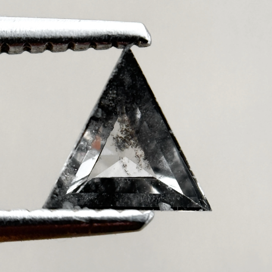 0.39 Ct Triangle Rose Cut Grey Natural Salt and Pepper Diamond