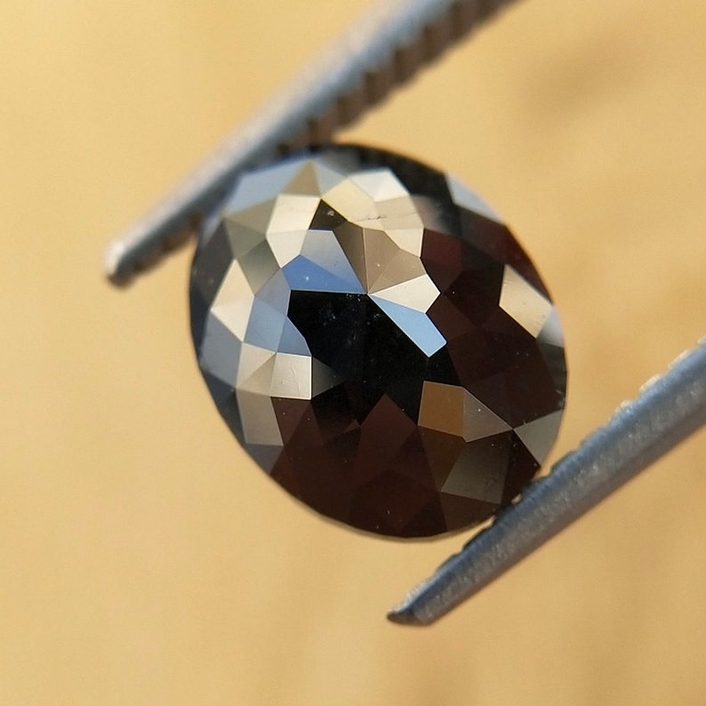 2.55 Ct Oval Rose Cut Black Natural Salt and Pepper Diamond