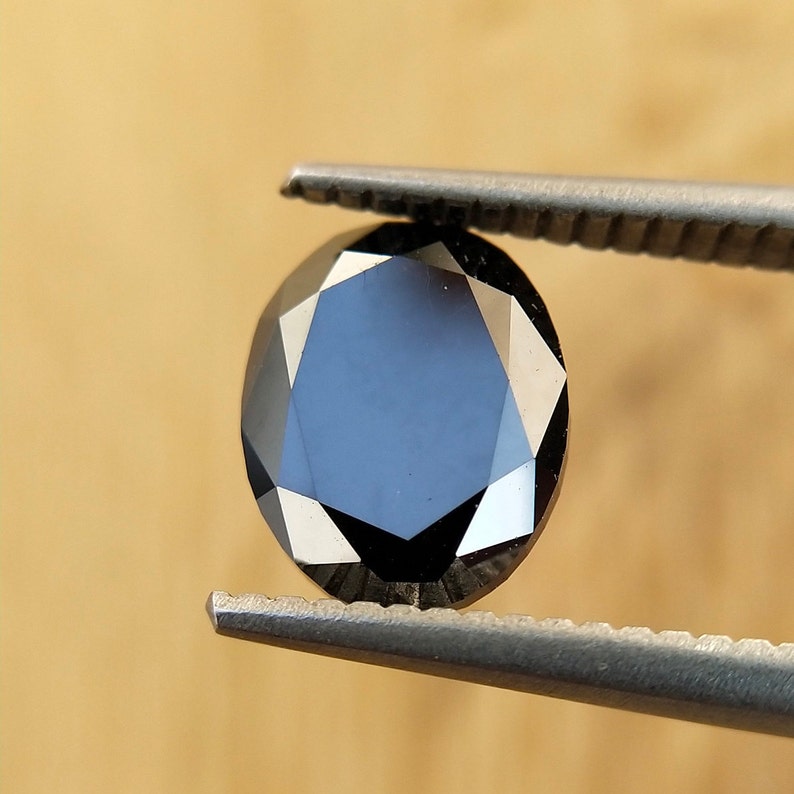 2.55 Ct Oval Rose Cut Black Natural Salt and Pepper Diamond